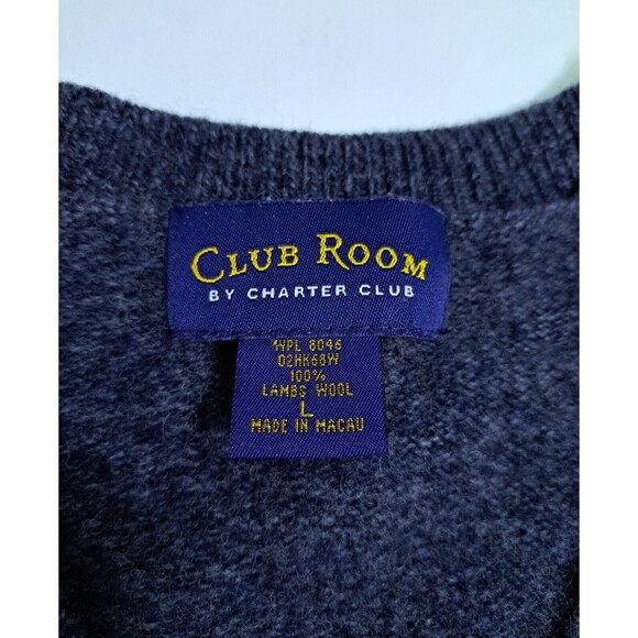 Club Room Lambswool Sweater Vest Mens Large Blue Golf Golfing Vintage - Picture 3 of 7